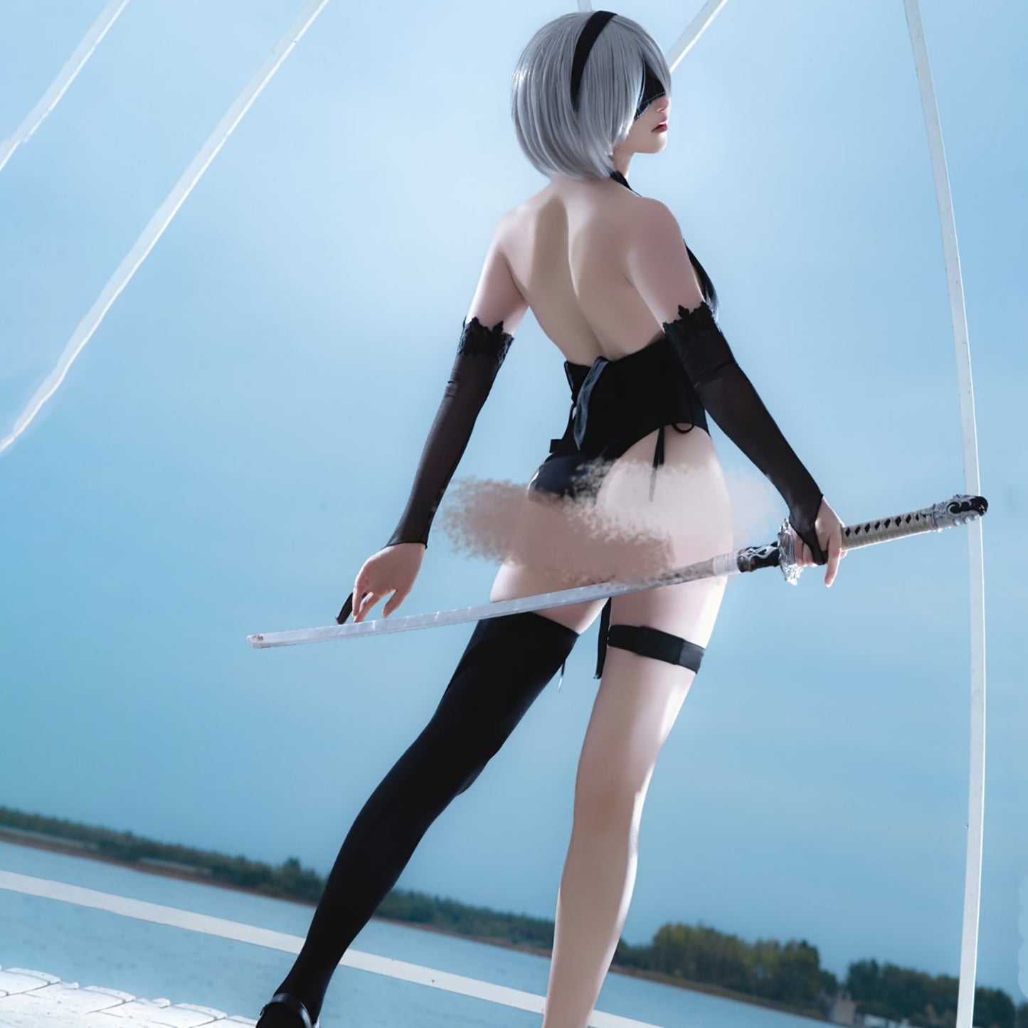 NIKKE バトル風2B透け透けセクシーハイレグ水着コスプレ【歪萌舍】