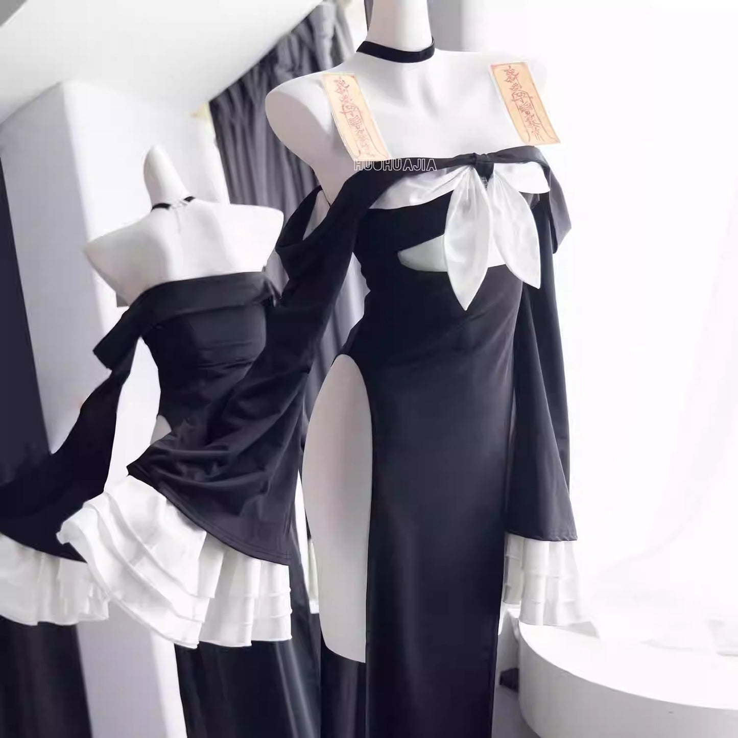 大胆なスリットチャイナ風キョンシーコスプレ ハロウィンキョンシーコスプレ【火華家】