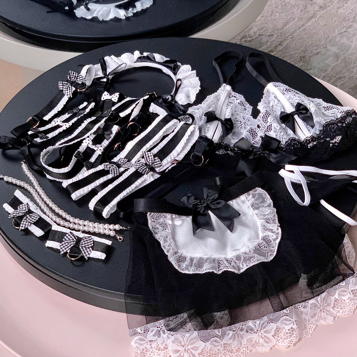 3WAY着用可能なメイド風セクシーハーネスランジェリーコスチューム 透けレース×マイクロビキニの誘惑コーデ【エビスタジオ】