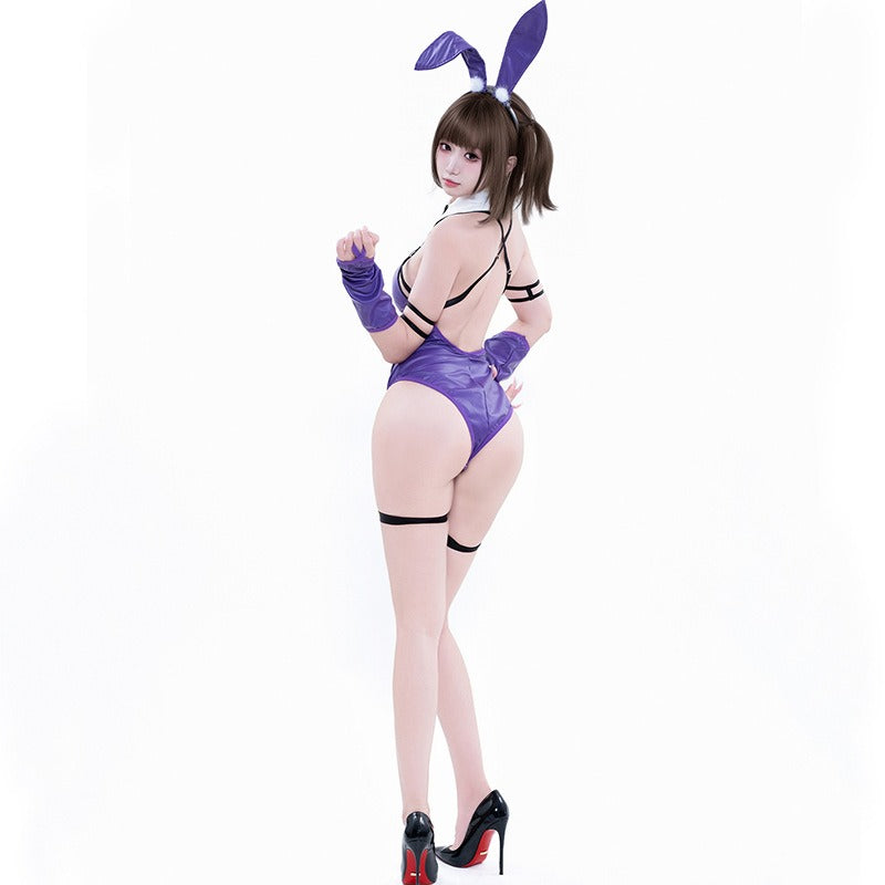 セクシーエナメルバニーガールコスプレセット ブラック/ブルー/パープル【BOLOLI】