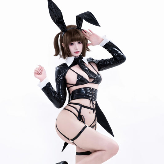 艶めくエナメル燕尾ジャケットセクシーな逆バニーコスプレセット【BOLOLI】