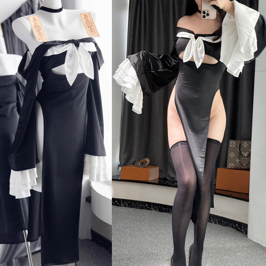 大胆なスリットチャイナ風キョンシーコスプレ ハロウィンキョンシーコスプレ【火華家】