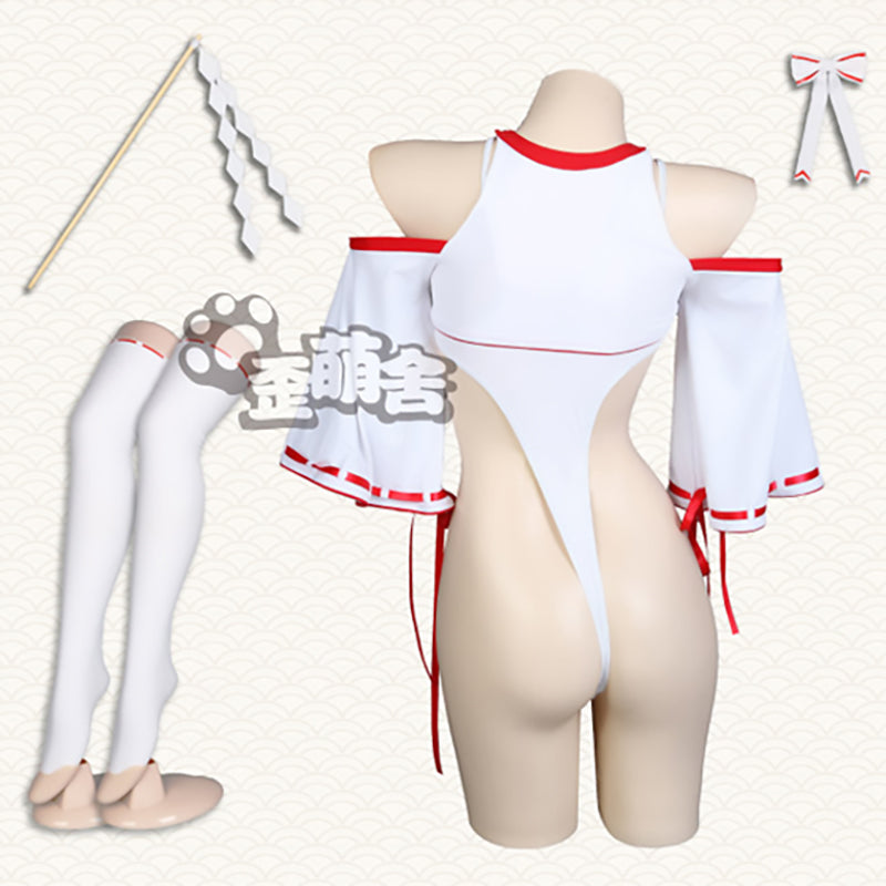 超ハイレグセクシー巫女風レオタードコスプレ5点セット【歪萌舍】