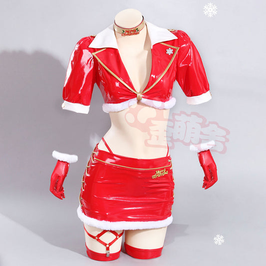 セクシーサンタ風エナメル婦人ポリスコスプレ7点セット クリスマス婦人警察【歪萌舍】