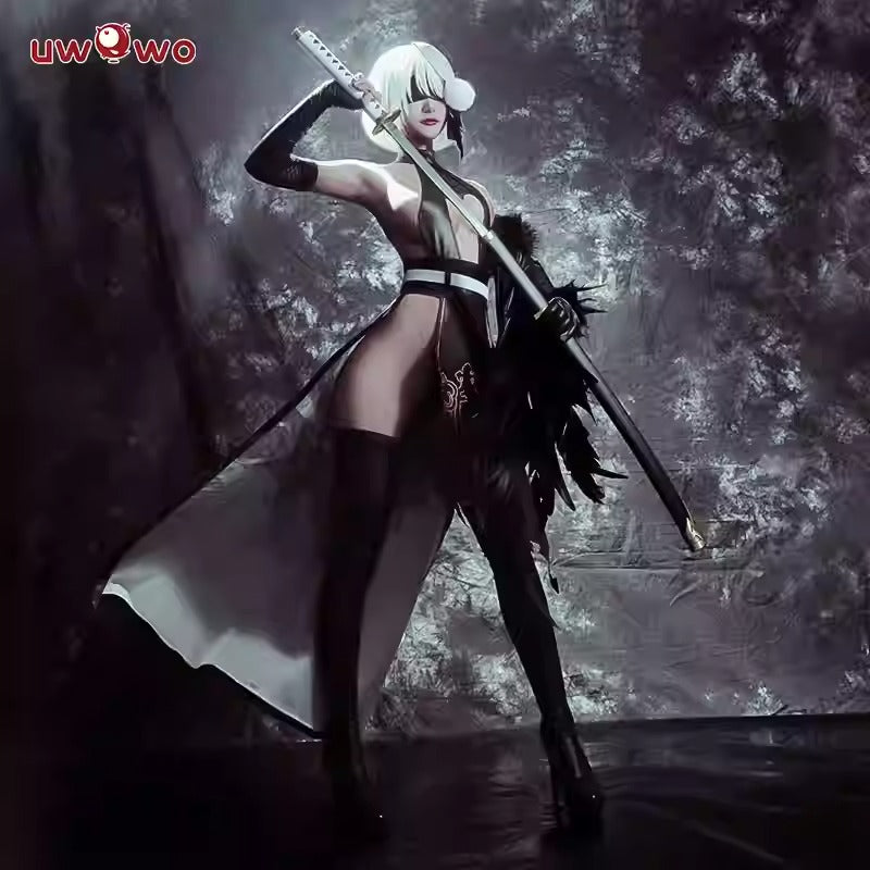 NieR:Automata 2B風セクシーエナメルチャイナドレスコスプレ ニーア オートマタヨルハ二号B型チャイナコス【Uwowo】