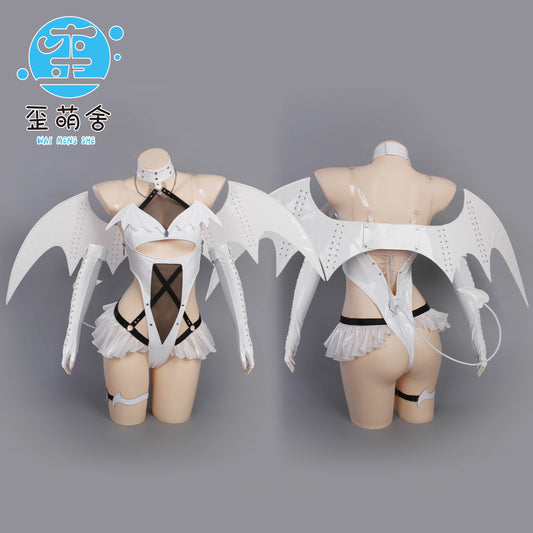 【予約】勝利の女神:NIKKE ニケ ブラン純白エナメルで魅せるセクシーハイレグ小悪魔コスプレ【歪萌舍】