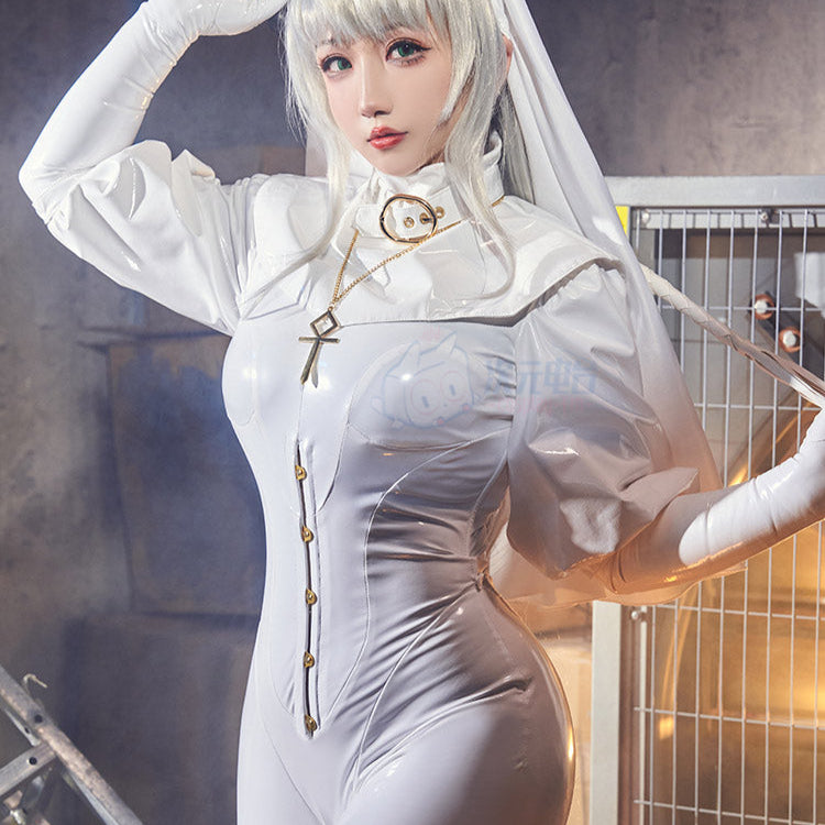 セクシー全身タイツエナメルシスターコスプレセット 白【ChowbiexCosplay-FM】