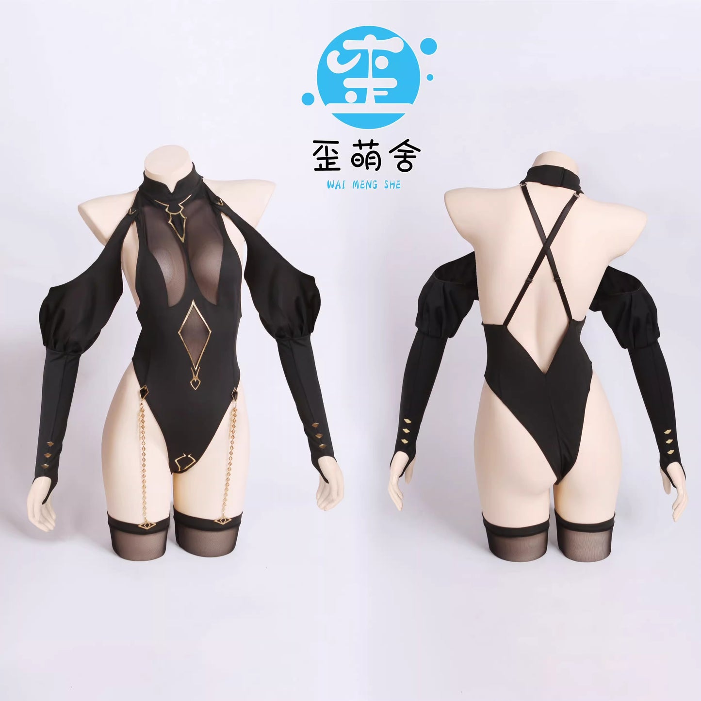 Chowbieデザイン 透け透け魔女ハイレグレオタードコスプレ セクシーハロウィン巫女風コスプレ【歪萌舍】