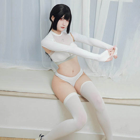 脇下が露になった長袖セクシースポーツウェア ブラック【得体社】