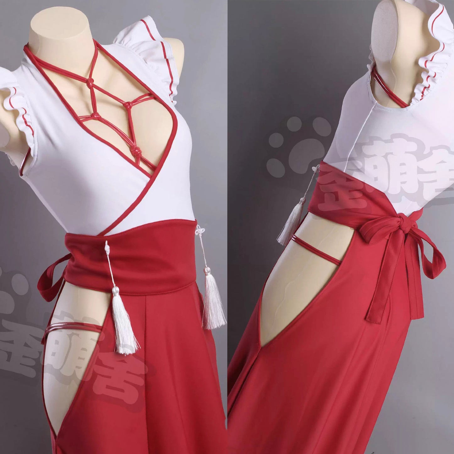 Chowbieデザイン レザー束縛ハーネスインナーの和装巫女風コスプレ【歪萌舍】