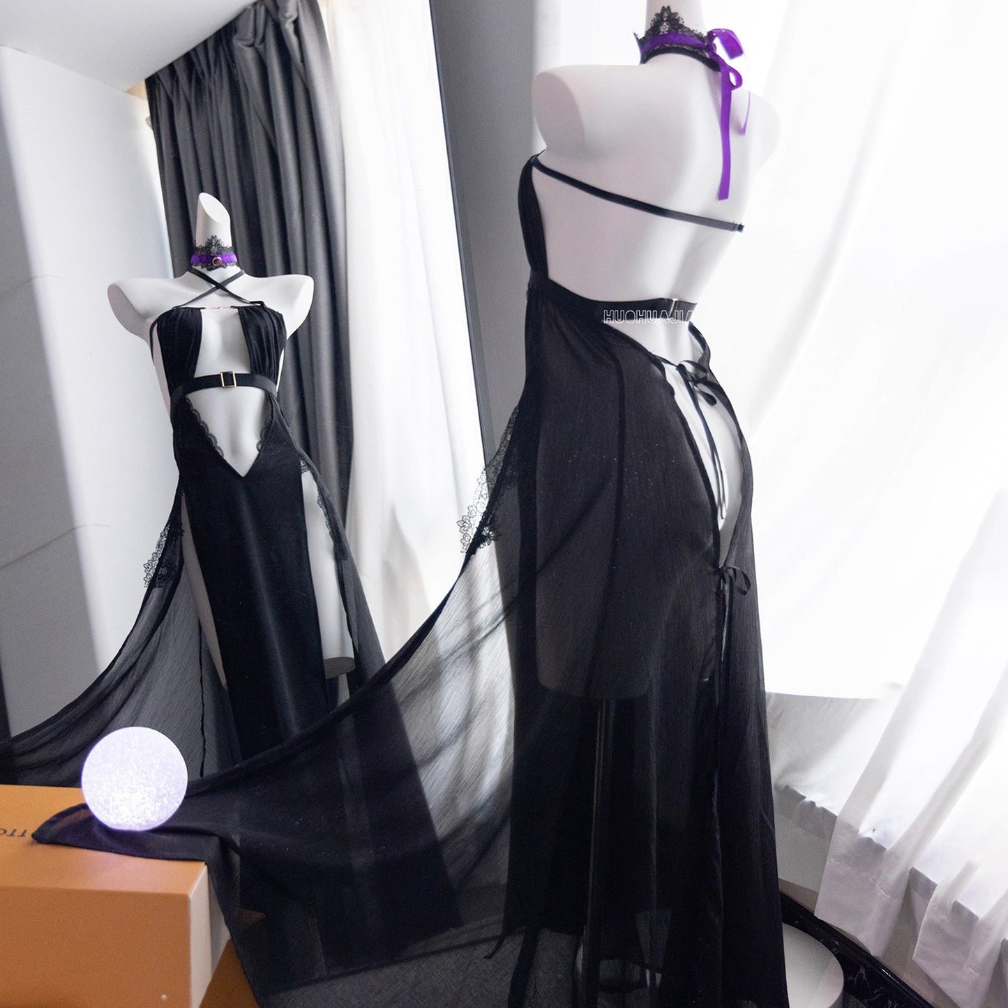 闇夜に咲く黒のセクシーでエッチな魔女ドレスコスプレ【火華家】