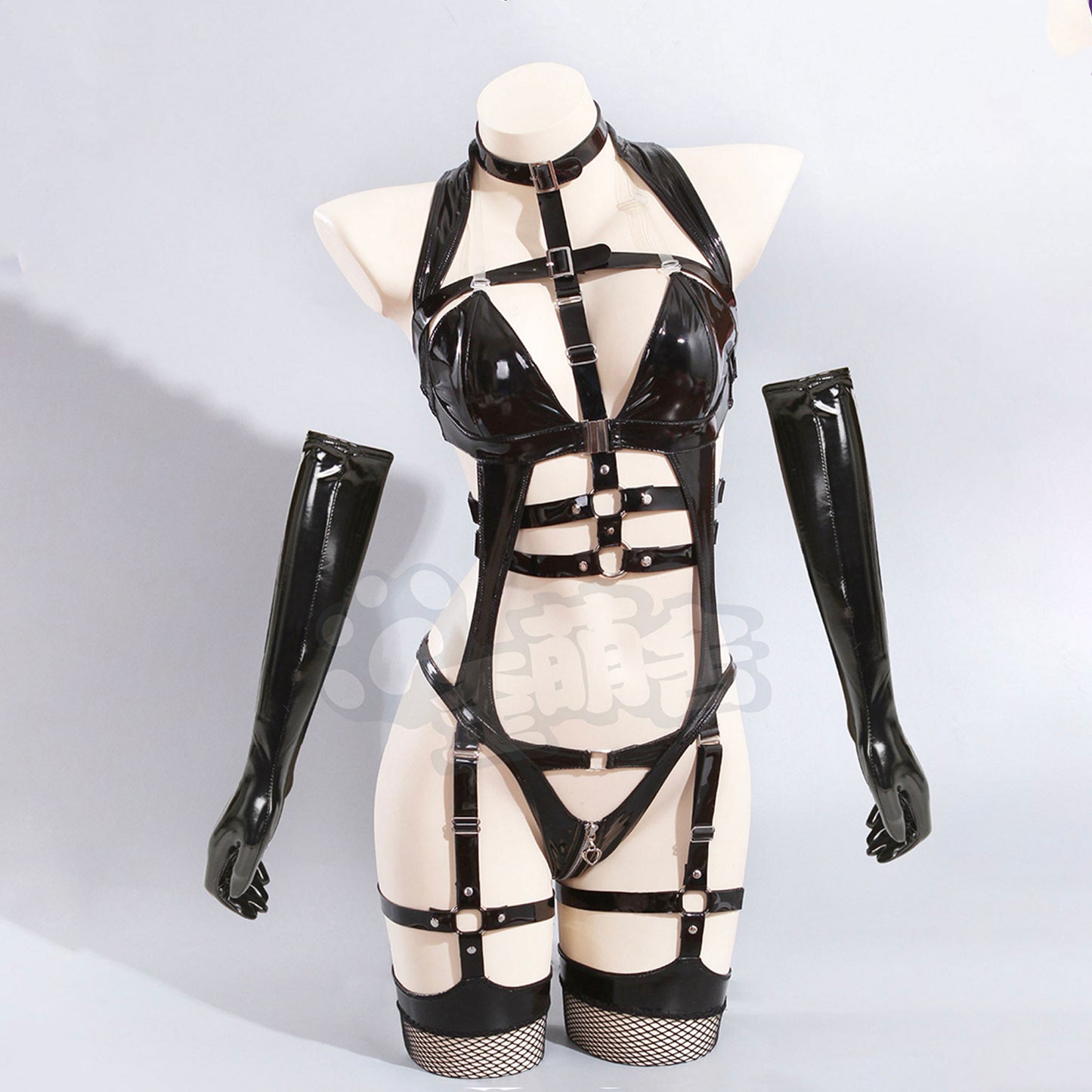 大胆でセクシーなエナメル束縛バニーガールコスプレ【歪萌舍】