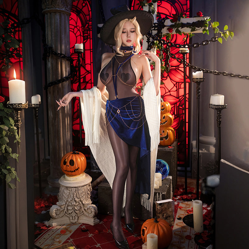 透け透けセクシーで妖艶なる占い師コスチューム6点セット ハロウィンコスチューム【FEE ET MOI】