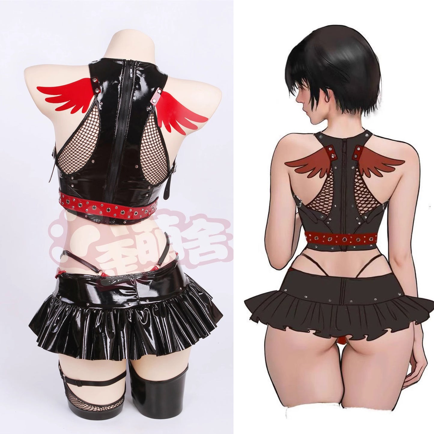サイバーパンク風ストリートエンジェルコスプレセット【歪萌舍】