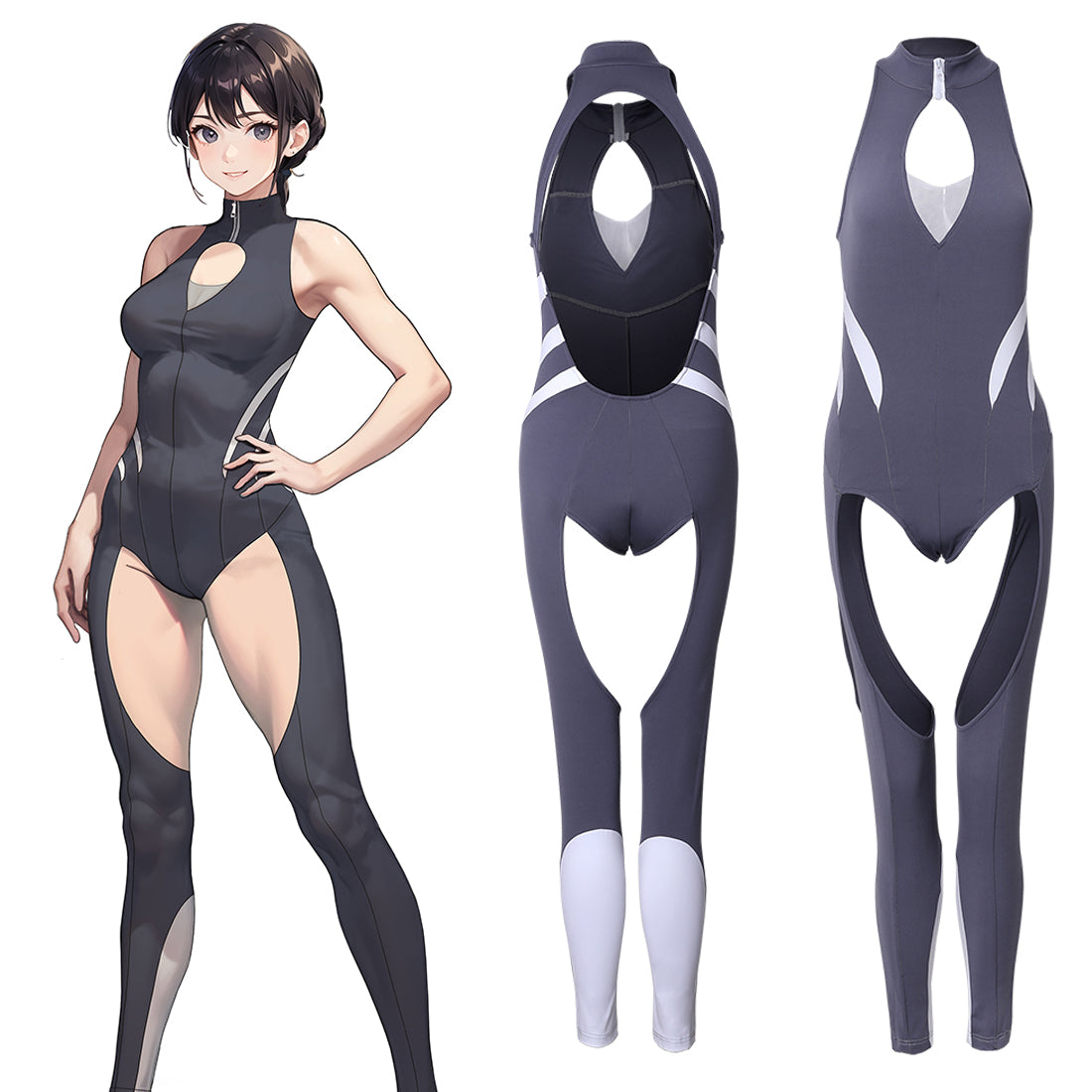 内股が露になったオールインワンセクシーヨガウェア スポーツウェア【得体社】