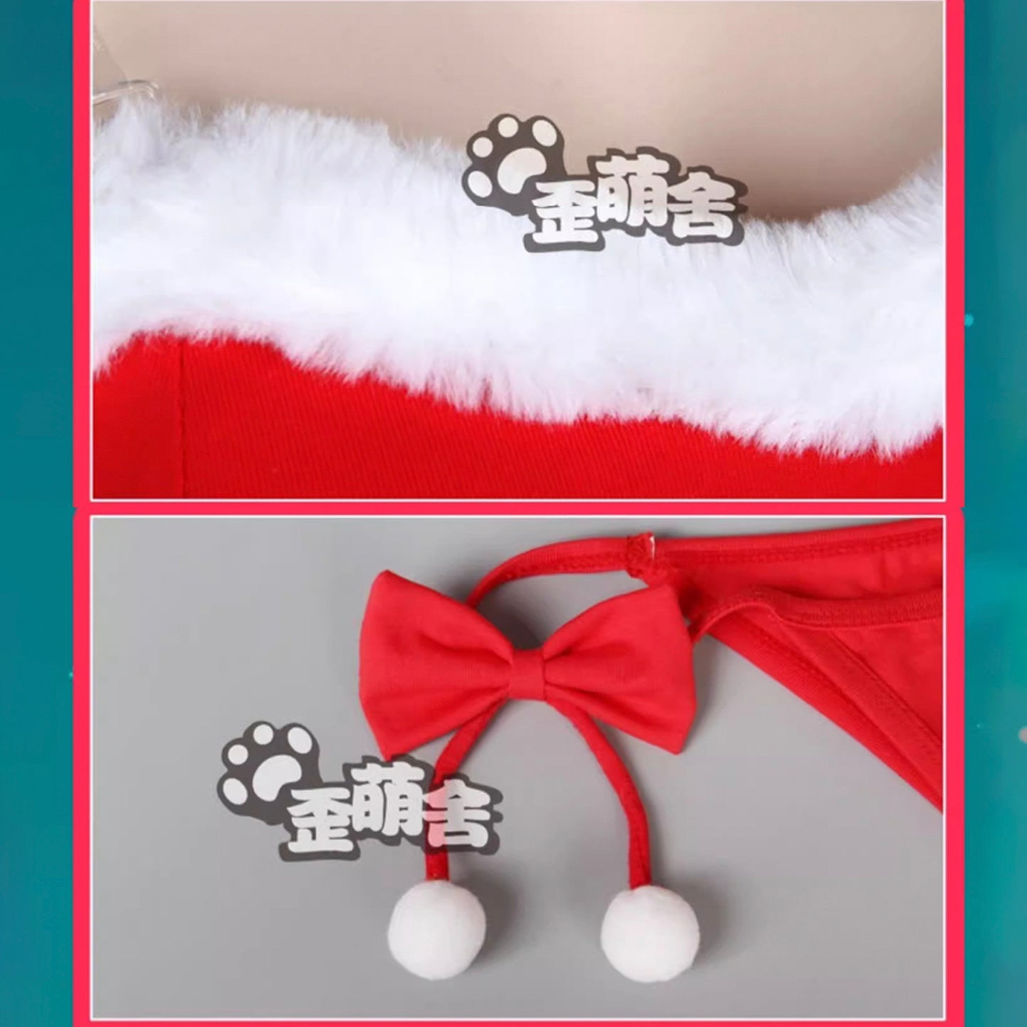 ふわもこセクシーセパレートサンタガールコスプレ8点セット ミニ丈スカート アームカバー付き クリスマス衣装【歪萌舍】