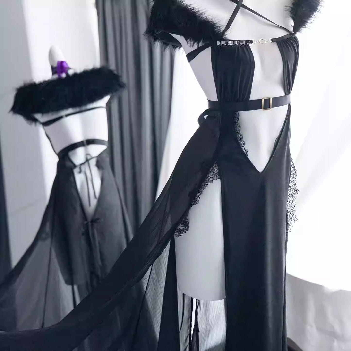 闇夜に咲く黒のセクシーでエッチな魔女ドレスコスプレ【火華家】