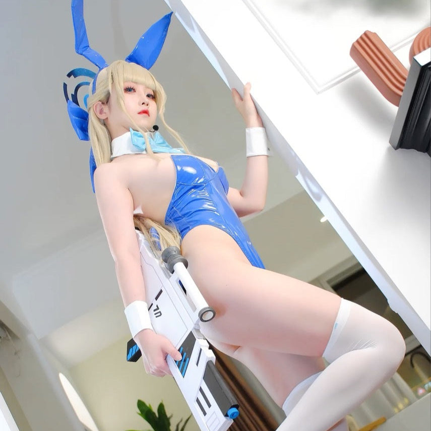 ブルーアーカイブ 飛鳥馬トキセクシーハイレグ紺色エナメルバニーガール【歪萌舍】
