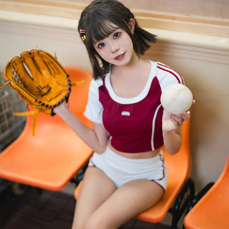 セクシーミニ丈ブルマコスプレ 体操服 ソックス付き ワインレッド【得体社】