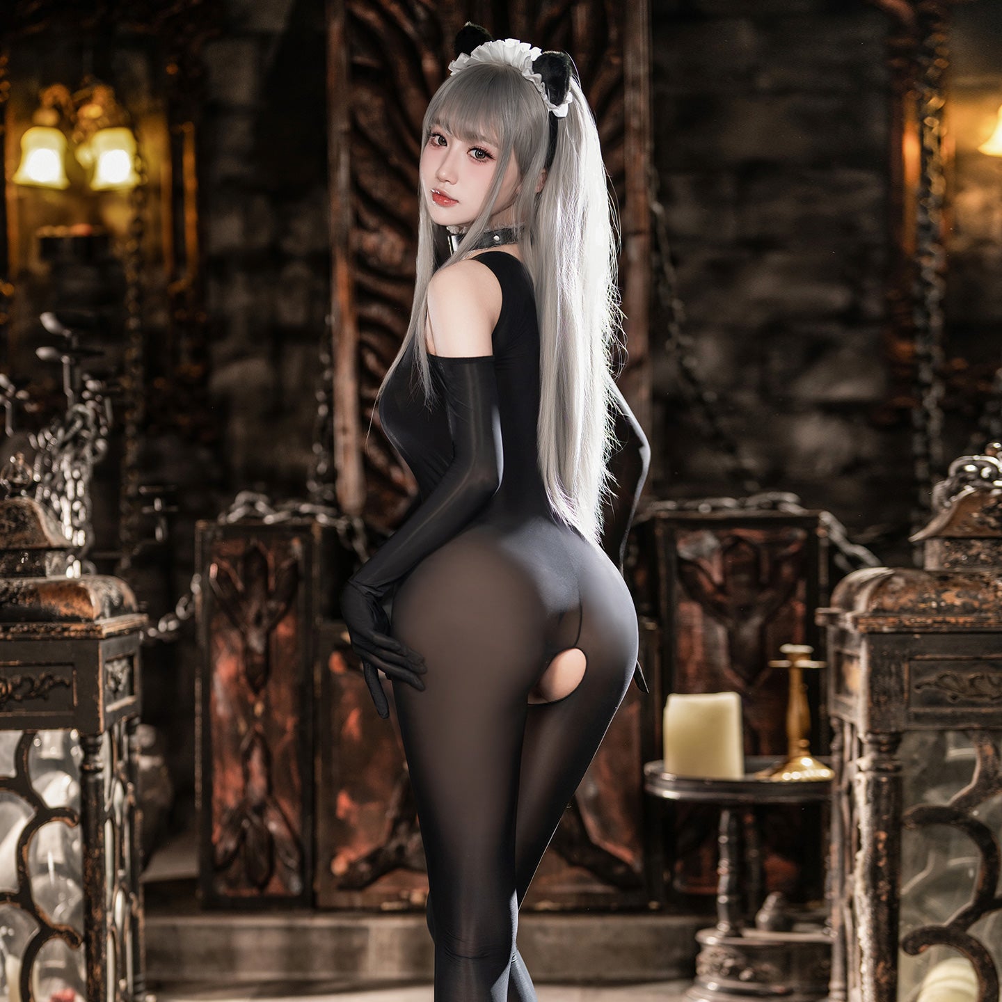 透け透けシースルーオープンクロッチメイドコスプレ3点セット 【FEE ET MOI】