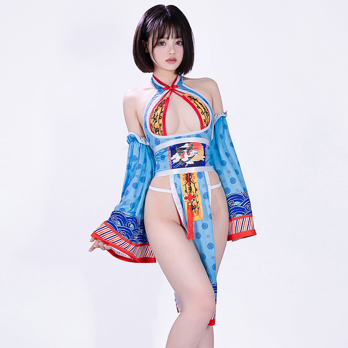 セクシーな和風浴衣ワンピースとマイクロビキニレオタード【BOLOLI】