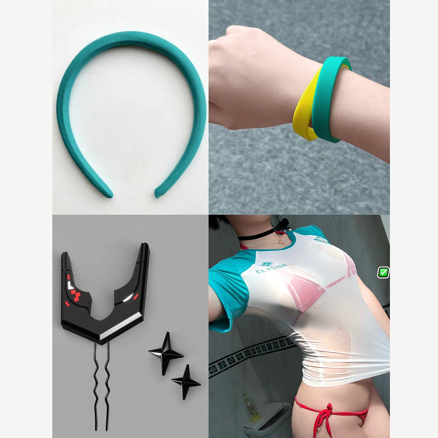 NIKKE ラピレッドフレーバー風赤ビキニとグリーンショートTのコスプレ衣装【火華家】