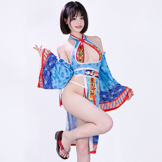 セクシーな和風浴衣ワンピースとマイクロビキニレオタード【BOLOLI】