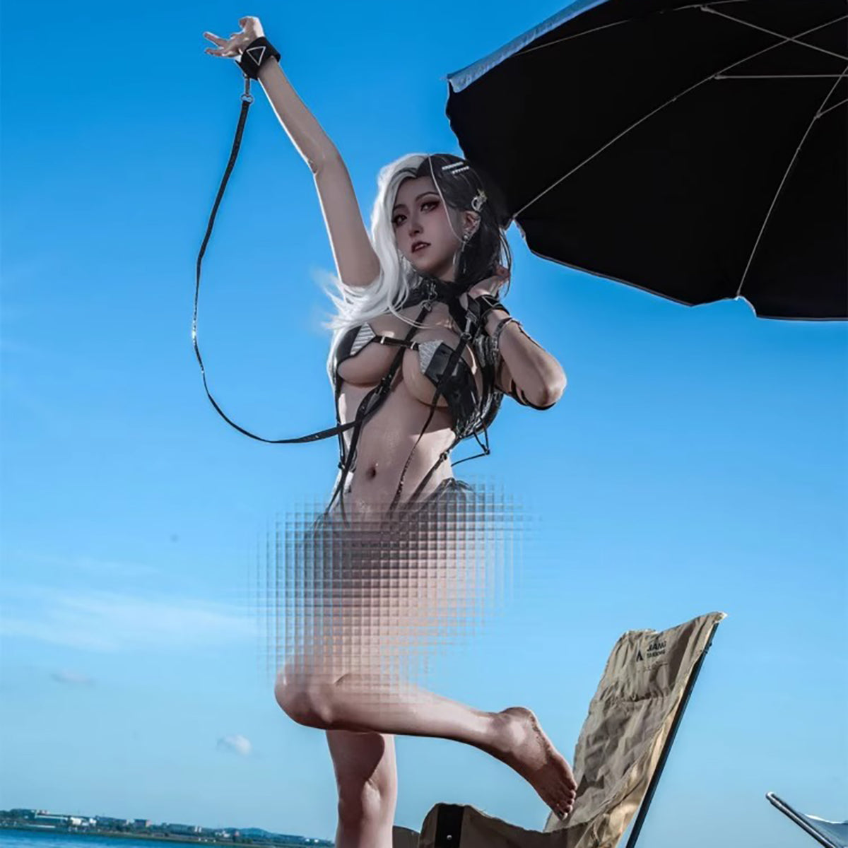 勝利の女神:NIKKE ロザンナセクシーエナメルビキニコスプレセット シックオーシャン【歪萌舍】