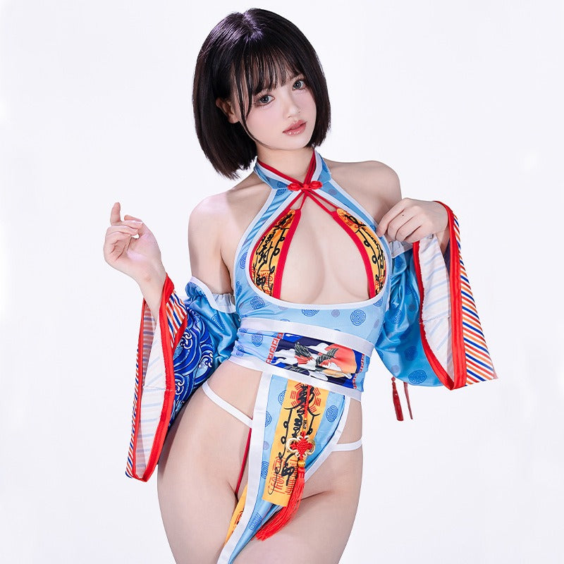 セクシーな和風浴衣ワンピースとマイクロビキニレオタード【BOLOLI】
