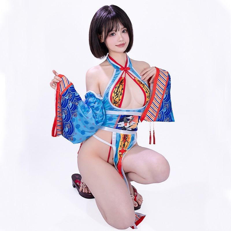 セクシーな和風浴衣ワンピースとマイクロビキニレオタード【BOLOLI】