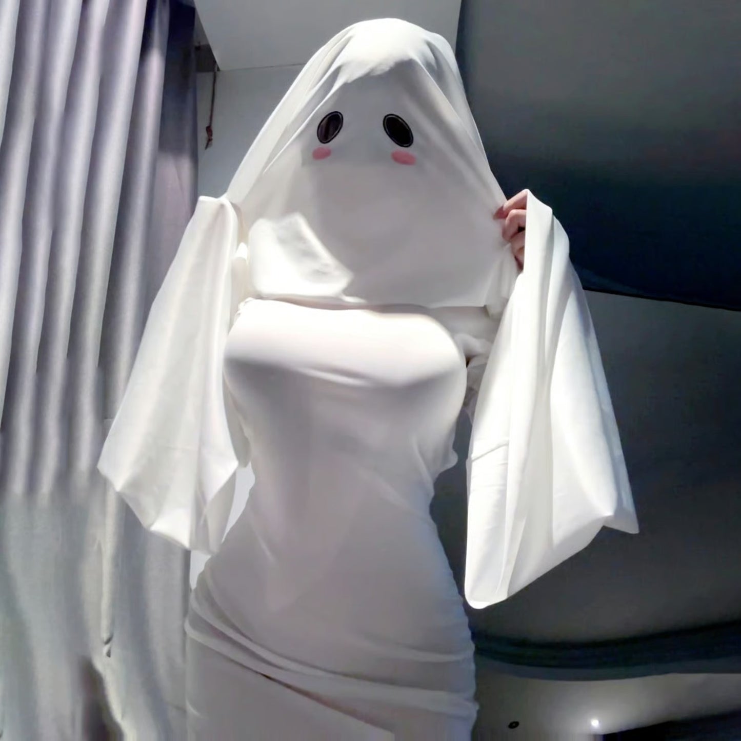 エロい幽霊娘タイトワンピースコスプレ 頭巾付き【火華家】