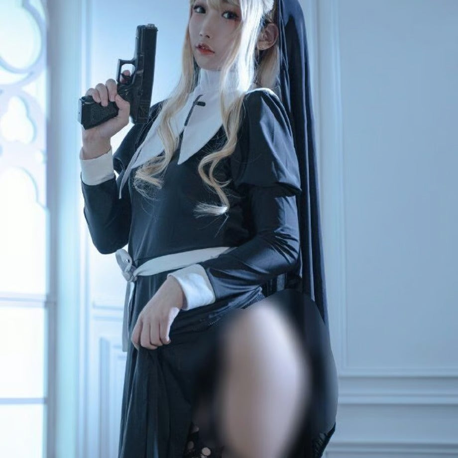 背後露出の禁欲シスターコスプレセット 修道女コスチューム【歪萌舍】