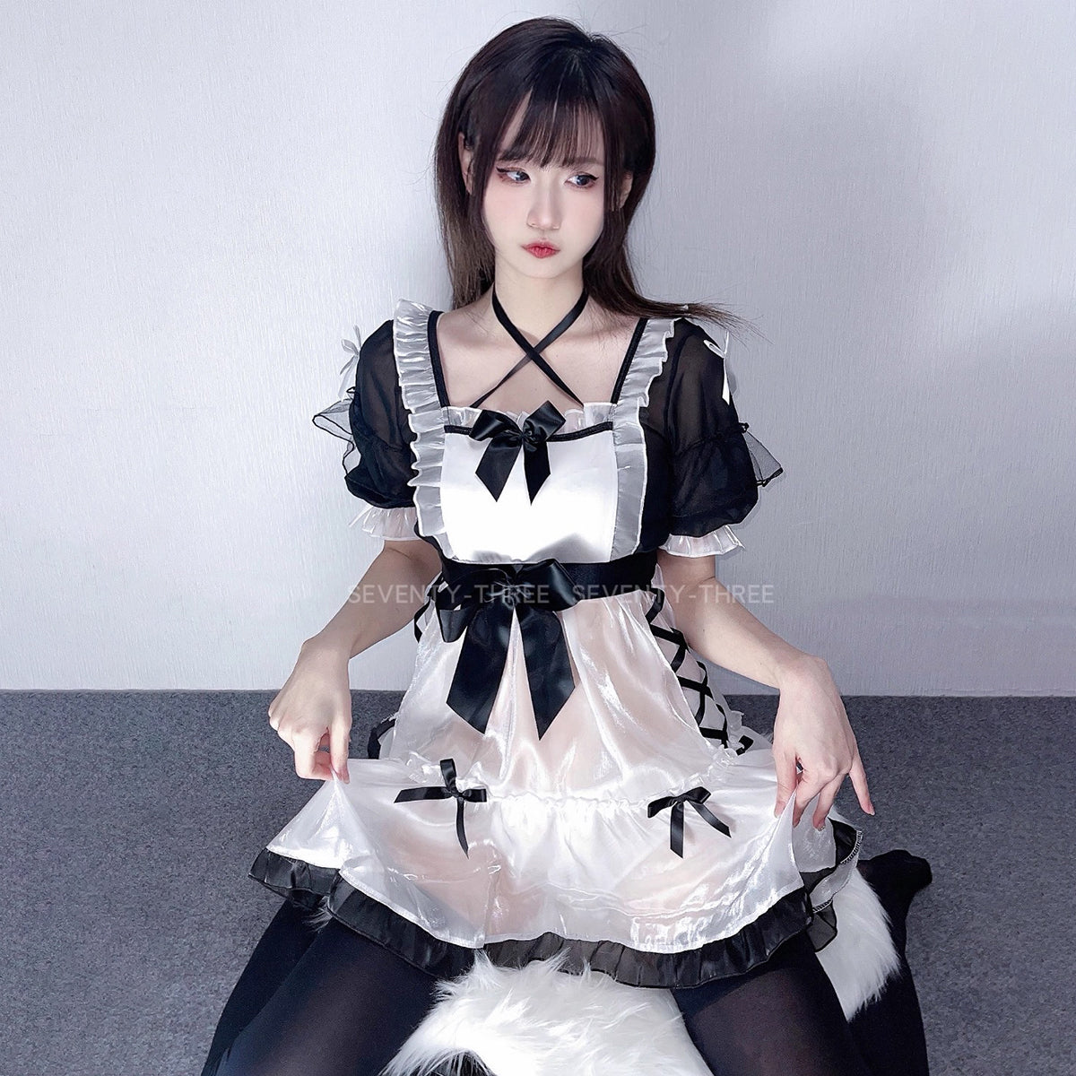 透け感のあるとびきりキュートなメイドコスプレ【SEVENTY-THREE】