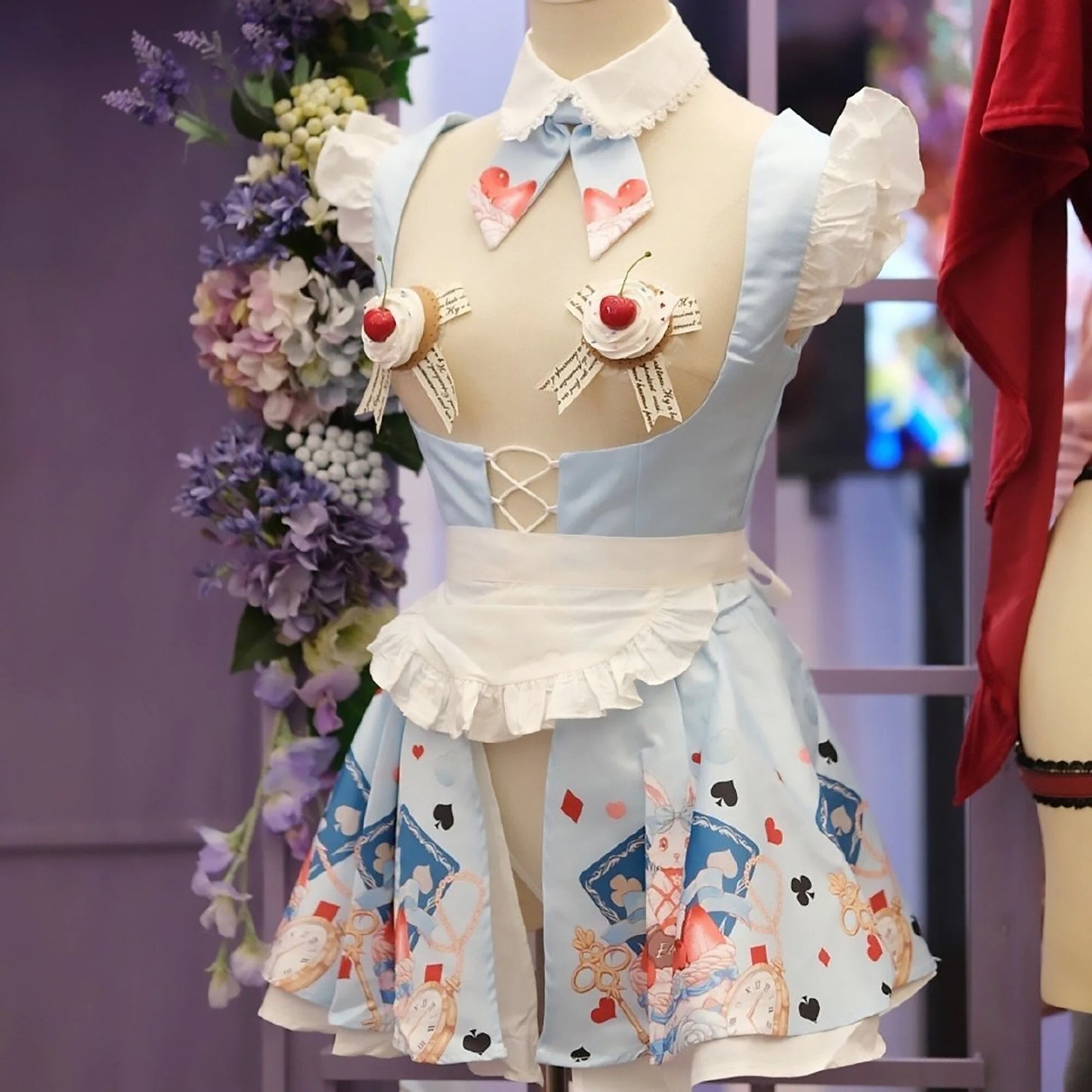 不思議の国のアリス風ロリータメイドコスプレ かわいいパステルカラー アリス風コスチューム【晩安魔法】