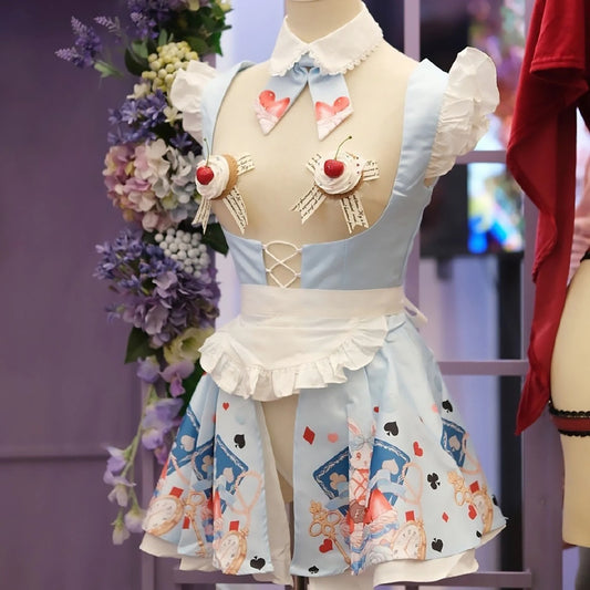 【胸元ぱっくり×ケーキニップレス】「Eat Me」の誘惑。アリス風オープンバストロリータメイド【晩安魔法】
