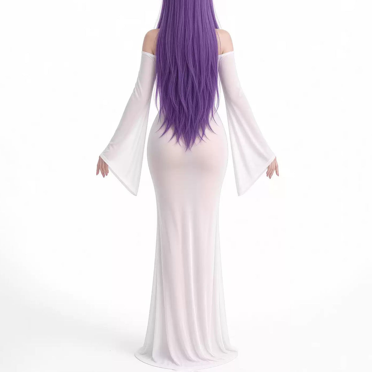 総シースルーゴースト娘コスプレ 丸透け幽霊娘オフショルダーロングドレス 【火華家】
