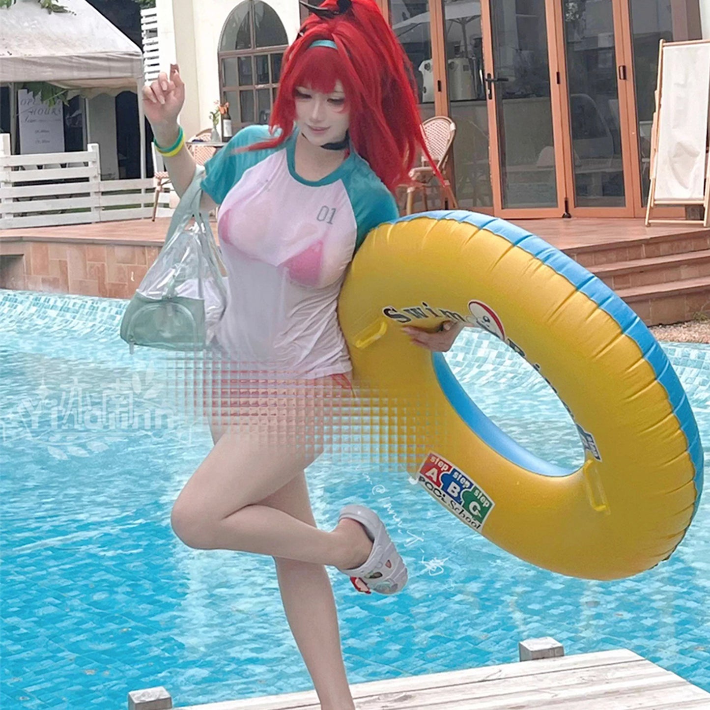 NIKKE ラピレッドフレーバー風水着ビキニとショートTコスプレセット【歪萌舍】