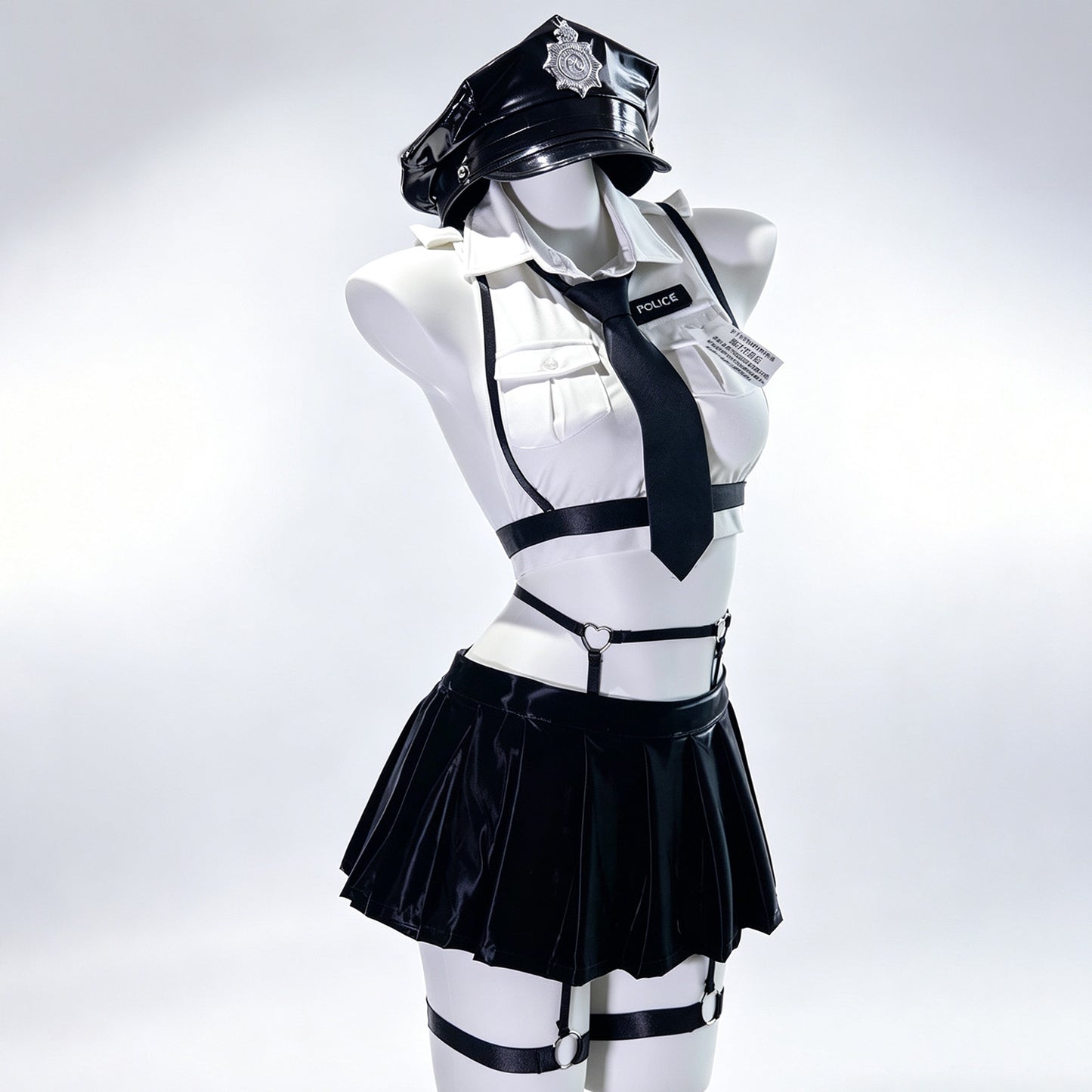 ボンテージ風 セクシーポリス コスチューム レザー 過激 コスプレ フルセット 肉感強調 ストラップ くい込みベルト ボンテージ セクシー衣装 ディテール