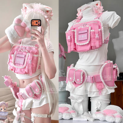【猫娘機動隊】ピンクの戦術美少女に変身！多機能チェストリグ＆タクティカルギア12点セット【エビスタジオ】