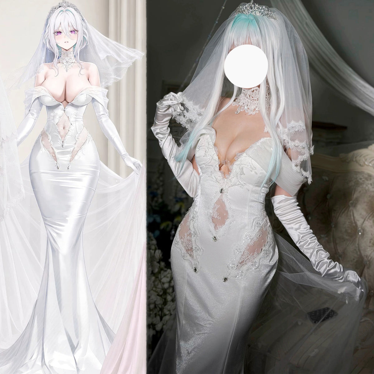 アズールレーン 純白キアサージ花嫁マーメイドドレスコスプレ豪華フルセット【火華家】