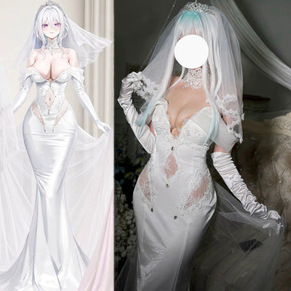 アズールレーン 純白キアサージ花嫁マーメイドドレスコスプレ豪華フルセット【火華家】