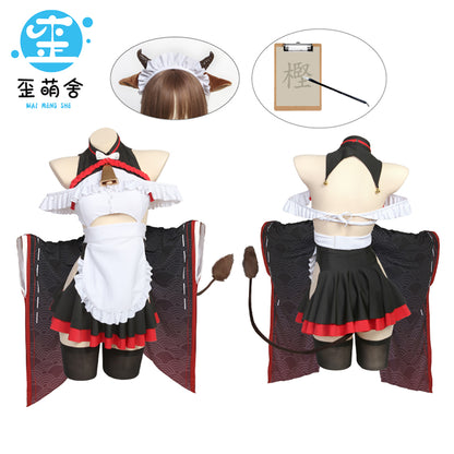 アズールレーン 樫野 セクシー牛のつまずきトラブルメイドコスプレ8点セット 碧藍航線【歪萌舍】NO.129