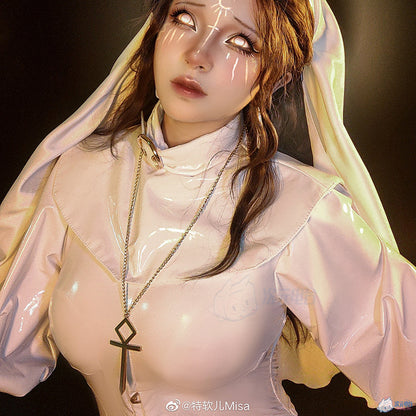 セクシー全身タイツエナメルシスターコスプレセット 白【ChowbieｘCosplay-FM】