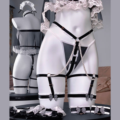 3WAY着用可能なメイド風セクシーハーネスランジェリーコスチューム 透けレース×マイクロビキニの誘惑コーデ【エビスタジオ】