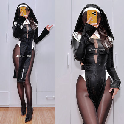 光沢感のあるPUレザーハイレグエロシスターコスプレ【得体社】
