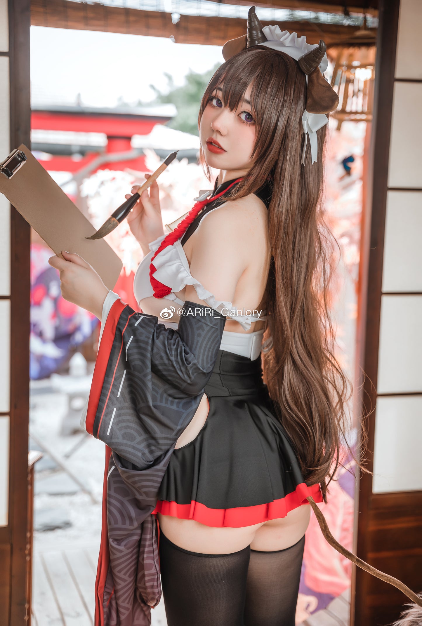 アズールレーン 樫野 セクシー牛のつまずきトラブルメイドコスプレ8点セット 碧藍航線【歪萌舍】NO.129