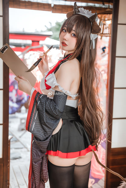 アズールレーン 樫野 セクシー牛のつまずきトラブルメイドコスプレ8点セット 碧藍航線【歪萌舍】NO.129
