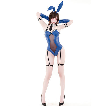 セクシーエナメルバニーガールコスプレセット ブラック/ブルー/パープル【BOLOLI】
