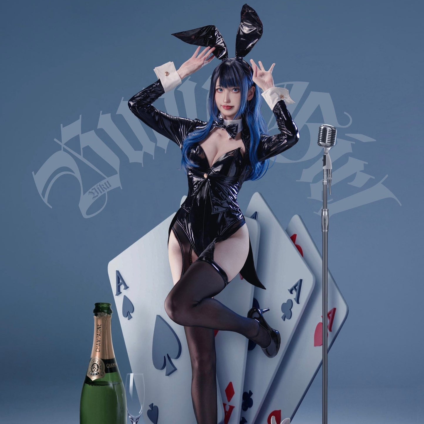 喜多川海夢 エナメルバニーガールコスプレ7点セット セクシーバニーコスプレ【歪萌舍】