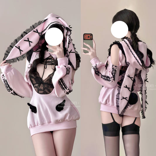 甘くて小悪魔なうさ耳ボレロ付きのサスペンダースカート豪華5点セット【エビスタジオ】